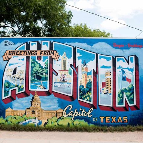 A Weekend in Austin | The best food & things to do! Austin Murals, Austin Vacation, Weekend In Austin, Colorful Walls, Austin Travel, Texas Vacations, Texas Roadtrip, School Murals, Lifestyle Travel