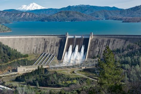 Picture of shasta dam surrounded by road... | Free Photo #Freepik #freephoto #water #green #blue #mountain Hydroelectric Energy, Hydro Power Plant, Hydro Power, Hydroelectric Power Plant, Shasta Lake, Lakes In California, Hydroelectric Power, Water Energy, Hydro Electric