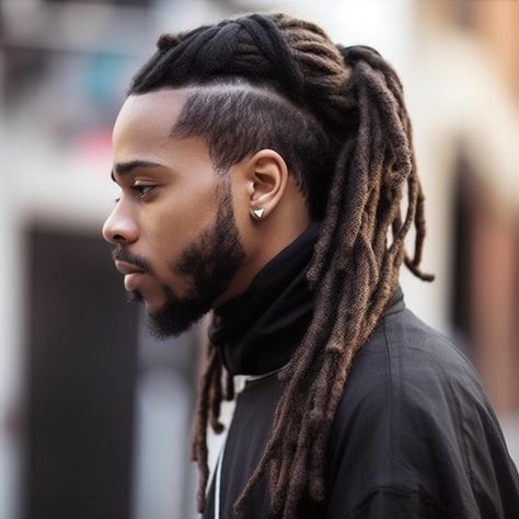 70 Bold And Sexy dreadlocks styles for man To Try In 2023 Sophisticated Ponytail, Dreadlocks Styles For Men, Dreadlocks For Men, Dreadlock Mohawk, Everyday Ponytail, Wrapped Ponytail, Short Dread Styles, Colored Dreads, Man Ponytail