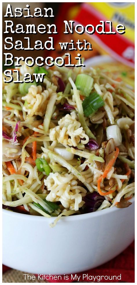 Broccoli Slaw Asian Salad, Recipes That Use Broccoli Slaw, Asian Salad With Ramen Noodles Broccoli Slaw, Ramen Broccoli Salad, Crunch Salad Ramen, Broccoli Ramen Slaw, Raman Noodles Salad Recipe, Broccoli Slaw With Ramen Noodles Recipes, Broccoli Slaw Salad With Ramen Noodles