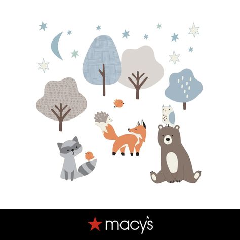 in stock Forest Animals Mural, Forest Mural Nursery, Mini Crib Bedding, Toddler Nap Mat, Happy Hedgehog, Lambs & Ivy, Kids Room Murals, Forest Mural, Custom Wall Decals