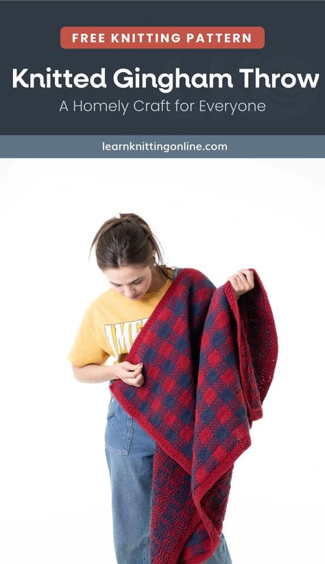 Introducing the Knitted Gingham Throw, an inviting and simple project that brings the coziness of homemade charm into any room. Ideal for those starting their knitting journey, this blanket is more than just a warm addition to your home it's a testament to the joy of creation.| More free knitting patterns and tutorials at learnknittingonline.com Knitting Abbreviations, Knit Baby Sweaters, Free Knitting Patterns, Purl Stitch, Knitted Baby Blankets, Bind Off, Knitted Slippers, Circular Knitting Needles, Circular Knitting