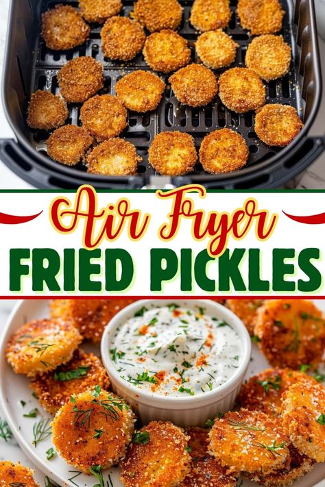 These air fryer fried pickles are crispy, easy, and delicious! In 20 minutes or less, you'll have a savory snack everyone will love. Fried Pickles Air Fryer, Air Fried Pickles, Air Fryer Pickles, Air Fryer Fried Pickles, Quick Appetizer, Ninja Recipes, Fry Recipes, Fried Pickles, Quick Appetizers