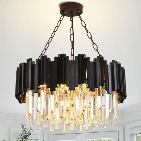 Morrigna LED Chandelier Black Crystal Chandelier, Contemporary Crystal Chandelier, Crystal Light Fixture, Cluster Chandelier, Led Crystal Chandelier, Crystal Chandelier Lighting, Modern Crystal Chandelier, Dining Room Light Fixtures, Small Chandelier