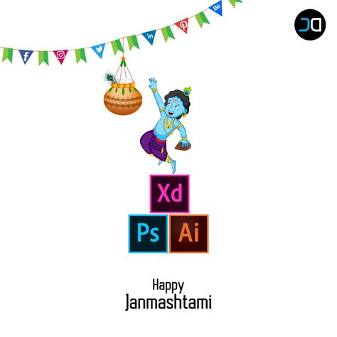 Happy janmashtami Janmashtami Creative Ads Digital Marketing, Janmashtami Social Media Post, Janmashtami Creative Post, Janmashtami Creative Ads, Standee Design, Digital Advertising Design, Graphic Design Marketing, Brochure Design Layout, Adobe Illustrator Design