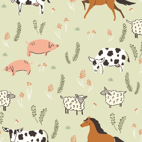 Cow Fabric, Graphic Animals, Pig Fabric, Country Fabric, Horse Fabric, Farm Pictures, Embroidery Store, Conversational Prints, Easter Backgrounds