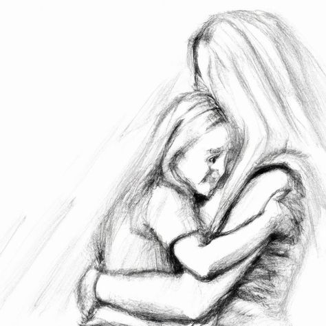 Mother And Daughter Art Drawing, Toxic Mother Daughter Relationship Art, Mom And Daughter Sketch Drawing, Mother And Daughter Hugging Drawing, Mother Hugging Daughter Drawing, Mother Daughter Drawing Ideas, Mom Hugging Daughter Drawing, Mother And Daughter Aesthetic Drawing, Mother Daughter Art Drawing