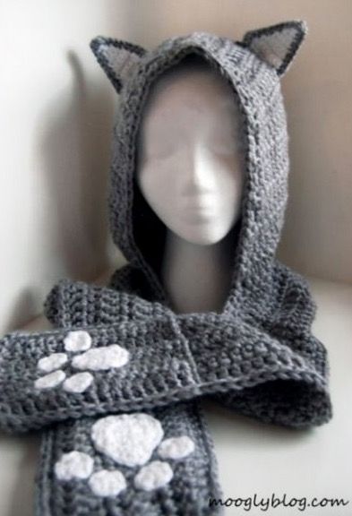 Scarf Pockets, Crochet Scoodie, Cat Scarf Pattern, Cat Hat Pattern, Kat Haken, Hood Scarf, Crochet Cat Hat, Crochet Hooded Scarf, Fun Hat