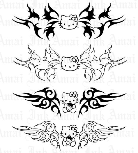 Hello Kitty Tattoo, Kitty Tattoo, Hello Kitty Design, Hello Kitty Shop, Hello Kitty Tattoos, Chibi Cat, Angel Cat, Little Ballerina, Kawaii Chibi