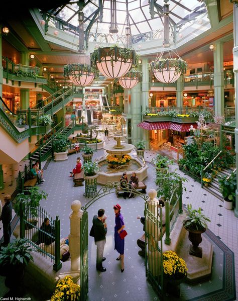 The Glory Days of the Shopping Mall Are Long Gone – Dusty Old Thing 80s Shopping Mall, Mall Photos, Shopping Mall Interior, Georgetown Washington Dc, 80s Interior Design, Dead Malls, Vintage Mall, 80s Interior, Mall Design