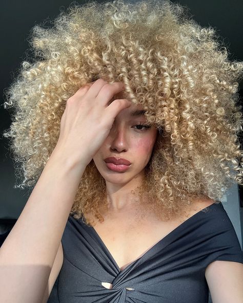 The fro queen’s baaaaaack 👩🏼‍🦱🔊 Top @peppermayo #peppermayo ad _ _ Blonde afro girl, blonde afro, blonde 3c curly hair, blonde curly hair, blonde fro, blonde curls, 3c curls, 4a curls 3b Curly Haircut, Hair Blonde Curly, 4a Curls, 3c Curls, Curly Hair Blonde, White Afro, 3c Curly Hair, Blonde Afro, Ig Pics