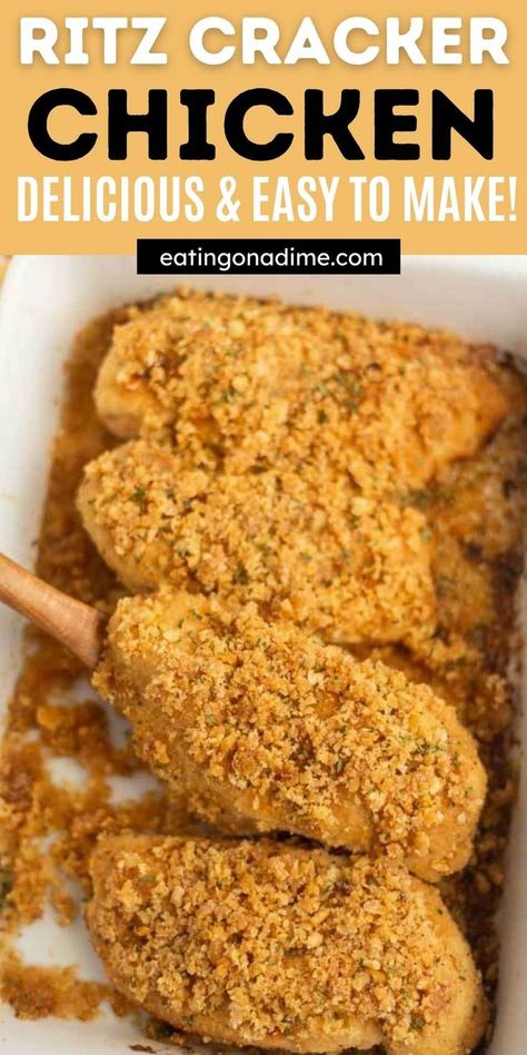 Easy Recipes With Chicken Tenders, Baked Ritz Chicken, Ritz Butter Chicken, Healthy Ritz Cracker Snacks, Ritz Ranch Chicken, Ritz Crusted Chicken, Ritz Baked Chicken, Buttery Ritz Cracker Chicken, Ranch Ritz Cracker Chicken