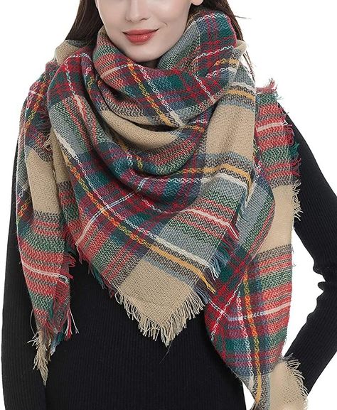 $13.59 Scarf Outfit Winter Casual, Scarf Outfit Winter, Scarf Outfit, Tartan Scarf, Plaid Blanket Scarf, Plaid Blanket, Knit Infinity Scarf, Wrap Scarf, Scarf Women