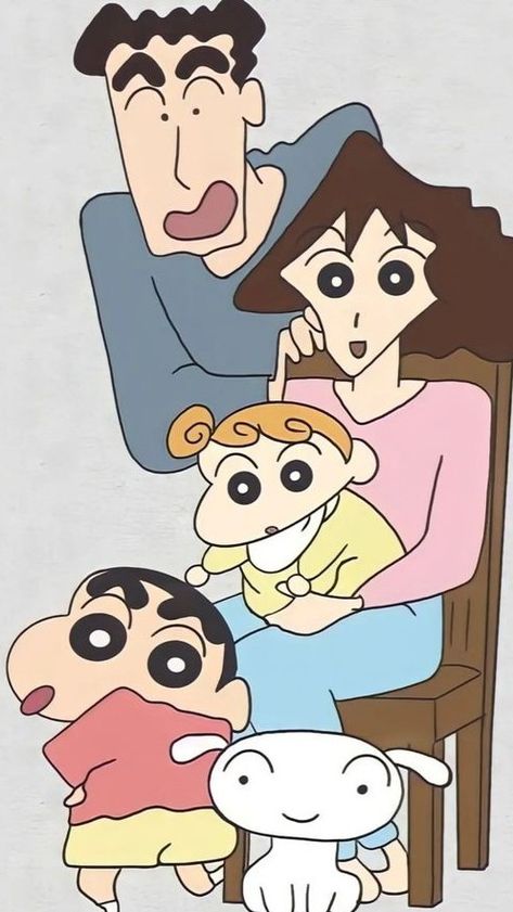 Shin Chan Family Drawing, Shinchan And Friends Drawing, Shin Chan Family, Shinchan Family, Shinchan Wallpapers, Shinchan Wallpaper, Sinchan Wallpaper, Instagram Black Theme, Baby Cartoon Drawing