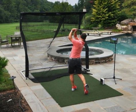 There are many reasons why golfers would be interested in a full golf simulator setup for outdoor use. We review the best ones for this purpose here: https://golfstead.com/best-golf-simulators-for-outdoor-use #golfsimulator #golf Simulator Setup, Outdoor Mini Golf, Home Golf Simulator, Golf Simulator Room, Golf Practice Net, Golf Room, Golf Mats, Golf Hotel, Golf Net