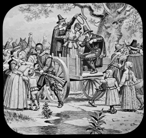 June 10th, 1692: First Salem witch hanging. In Salem Village in the Massachusetts Bay Colony, Bridget Bishop, the first colonist to be tried in the Salem witch trials, is hanged after being found guilty of the practice of witchcraft. Salem Witch Trials Victims, Salem Witch Hunt, Salem Witches, The Salem Witch Trials, Witch History, Salem Witch Trials, Witch Trials, Salem Massachusetts, Salem Witch