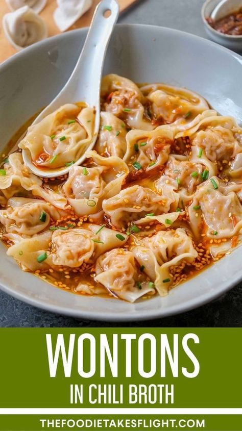 Chinese Wontons, Vegan Wontons, Homemade Tofu, Homemade Chinese, Wonton Recipes, Homemade Sauce Recipes, Asian Dishes, Asian Inspired, Dim Sum