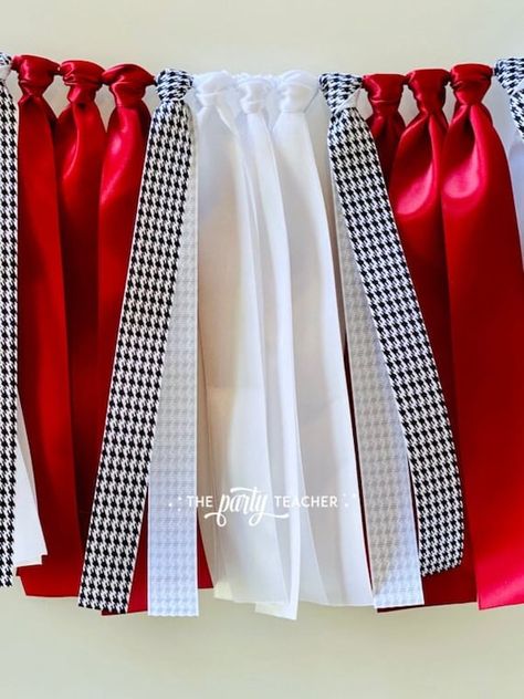 Alabama Football Party, Ribbon Bunting, Nfl Party, Football Watch Party, Cheer Party, Team Party, Ribbon White, Ribbon Garland, Party Bunting