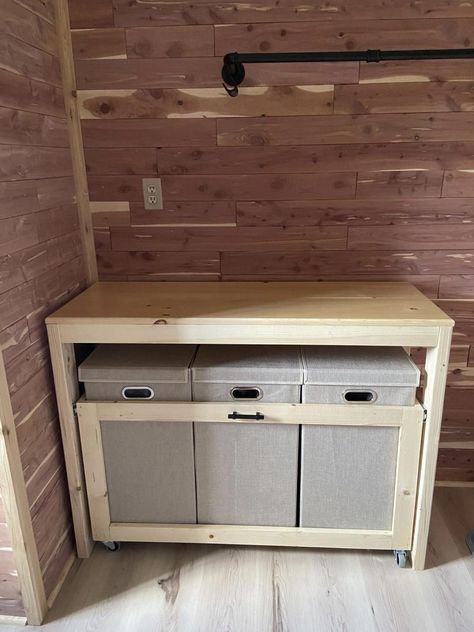 Laundry Room Buffet Table, Diy Laundry Room Folding Station, Table For Folding Laundry, Laundry Folding Station Diy, Laundry Room Table, Laundry Folding Station, Laundry Folding Tables, Laundry Station, Laundry Room Tables