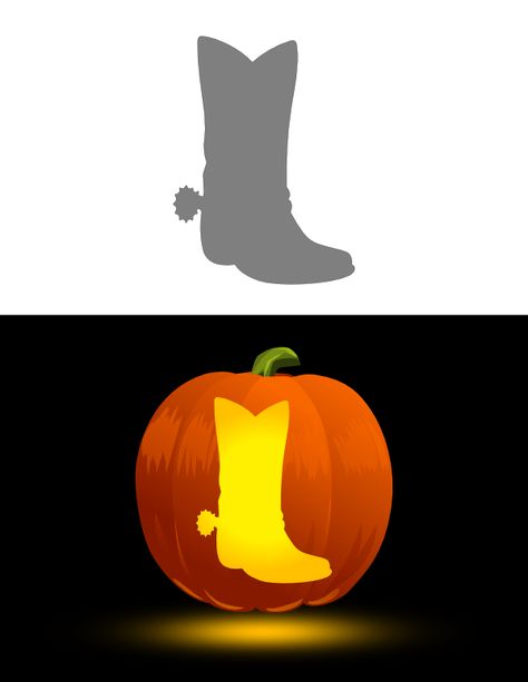 Printable Cowboy Boot with Spur Pumpkin Stencil Western Pumpkin Carving Ideas Stencil, Cowboy Pumpkin Carving, Western Pumpkin Carving Ideas, Western Pumpkin, Halloween Pumpkin Stencils, Pumpkin Stencils, Pumpkin Carving Ideas, Pumpkin Stencil, Carving Ideas