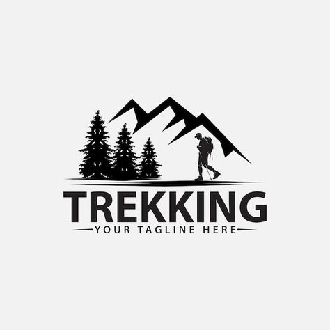 Trekking Logo, Hiking Logo, Adventure Logo Design, Beast Logo, Adventure Logo, Ice Climbing, Vase Shapes, Vector Flowers, Logo Design Template