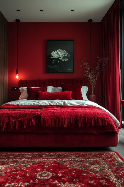 Red and green can create a variety of unique bedroom themes, from festive to sophisticated. Explore 20 red and green bedroom ideas to inspire you to create a space that reflects your personal style. Red Green Bedroom, Red And Green Bedroom, Red Black Bedrooms, Closet Doors Painted, Green Bookshelves, Red Headboard, Green Bedside Table, Charcoal Bedroom, Green Bedroom Ideas