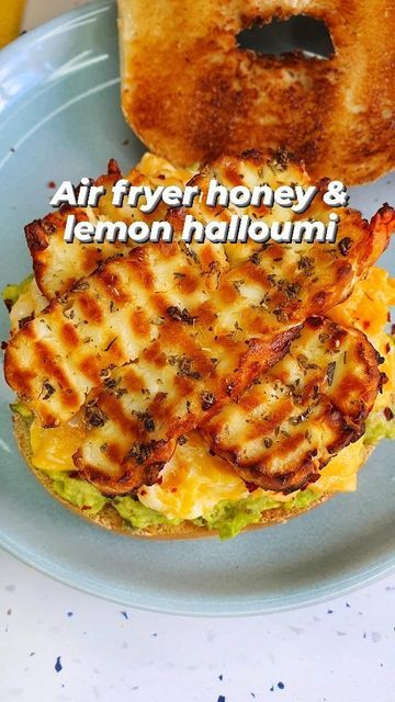 Emily Scott | Breakfast Ideas on Instagram: "AIR FRYER HONEY & LEMON HALLOUMI 🍋🍯 🧀. Cooking the squeaky cheese in the air fryer is so easy and it makes it really crispy on the outside 😍. PLUS you can still get the beautiful grill lines by using my trick of slicing the halloumi with a crinkle knife - I've been doing it for years now & it never fails! If you know, you know 😏. The honey & lemon sounds like a cold remedy, but the sweet & citrus flavours work so well with the salty halloumi 👌. Haloumi Recipes Air Fryer, Air Fryer Halloumi, Airfryer Breakfast, Haloumi Recipes, Haloumi Cheese, Air Fryer Recipes Breakfast, Cold Remedy, Halloumi Cheese, Emily Scott