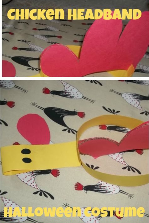 Make a CHICKEN HAT HEADBAND for your HALLOWEEN Costume party at school or work, if you're quirky like that. :) #diy #diycostume Chicken Headband Craft, Rooster Diy Crafts, Rooster Costume Diy Kids, Chicken Hat Diy, Diy Chicken Costume Kids, Diy Rooster Costume, Chicken Costume Women's, Diy Chicken Costume Women, Diy Chicken Costume