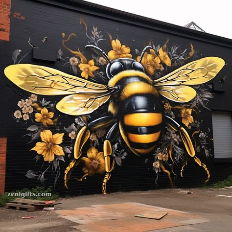 Bee Mural, Mural Street Art, Wall Street Art, Buzz Bee, Murals Street Art, Outdoor Art, Sake, Street Art, Photo Sharing