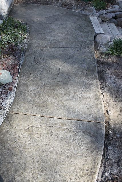 Seamless Stamped Concrete sidewalk - natural with cape cod… | Flickr Old Granite Stamped Concrete, Stamped Concrete Sidewalk, Concrete Patio Designs, Garage Guest House, Backyard Renovations, Stamped Concrete, Stained Concrete, Concrete Patio, Walkway