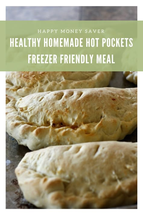 Healthy Homemade Hot Pockets | Freezer Friendly | 66% cheaper than store bought, these homemade hot pockets from scratch are a perfect lunch or snack on the go. Make a huge batch and freeze them for busy afternoons or school lunches. Freezer Pizza, Freezer Lunches, Homemade Hot Pockets, Pizza Pocket, Pockets Recipe, Pizza Hot, Freezer Dinners, Happy Money, Jim Gaffigan