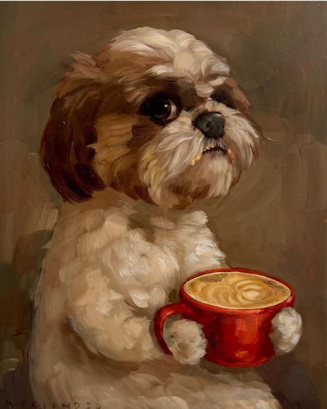 Animal Caricature, Arte Peculiar, 강아지 그림, Wow Art, Arte Animal, Dog Paintings, Cute Animal Drawings, British Artist, Funky Art