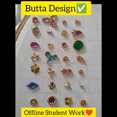 Offline Student Work ❤️✨ Butta Design 😍 Will Make ur Comfortable Designs with Us and Design whatever You Think💯🥰 Completely Customized available.. Reasonable prices✨ with 100% Perfection🥳 On Time Delivery🚚 Shipping available all over the World.. Here We Have, 500+ Happiee Customers😍❣️ all over the World 🌎 ✨To get ur Customized Outfit... Come and Visit us @Bava Aari Academy❤️ which is located just Opposite to Sudha Hospital, Perundurai Main Road, Erode🤗 DM for Online & Offline A Aari Buttas, Aari Work Butta Design, Butta Design, Buttas In Aari Work, Small Buttas In Aari Work, Butterfly Stitch Aari Work Designs, Embossed Bead Work Aari Design, Embossed Stitch In Aari, Herb Embroidery