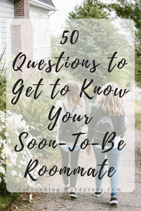 Questions for Your Roommate | College Dorms | Dorm Rooms | College Roommates Apartment Living Room College, Roommate Ideas, Roommate Agreement, College Dorm Checklist, Dorm Checklist, 50 Questions, College Apartments, College Living, College Roommate