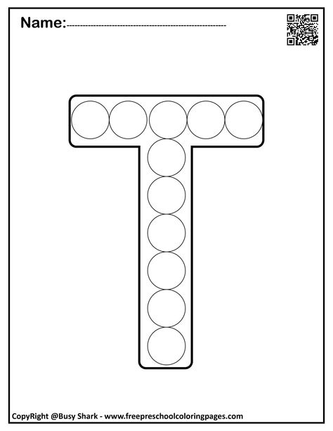 Letter T "10 free Dot Markers coloring pages" Abc For Toddlers, Learn Alphabet, Alphabet Crafts Preschool, Dot Marker Activities, Markers Drawing Ideas, Dot Letters, Free Printable Coloring Sheets, Frog Coloring Pages, Puppy Coloring Pages