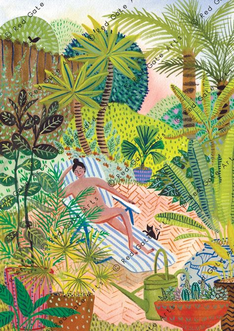 Plants Wall Art, Painting Tropical, Botanical Plants, Lady Art, Wall Art Funny, Plants Wall, Cat Poster, Forest View, Red Art Print