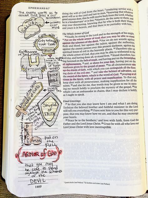 Ephesians 6 Bible Journaling, Ephesians 6:10 Armor Of God, Ephesians 6 10, Study Notebook, Ephesians 1, Ephesians 6, Bible Study Notebook, Bible Notes, Bible Study Notes