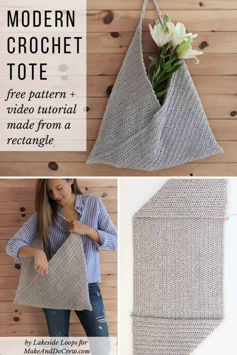 Free pattern and video tutorial for an easy market tote bag. This cute summer bag is made from a simple rectangle! #makeanddocrew #freecrochetpattern #crochettotebag #crochetmarketbag Market Tote Bag Pattern, Knitting Beginners, Beginner Haken, Modern Haken, Make And Do Crew, Free Crochet Bag, Crochet Geek, Modern Crochet Patterns, Modern Knitting