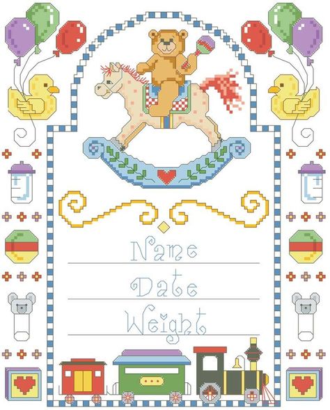 Rocking Horse Birth Record - PDF Welcome Baby Signs, Baby Rocking Horse, Birth Announcement Cross, Birth Records, Birth Announcement Boy, Applique Kit, Baby Carriage, Needlepoint Patterns, Felt Applique