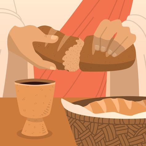 Free vector semana santa with bread and ... | Free Vector #Freepik #freevector #holy-week #bread-wine #religion #christian-religion Bread And Wine, Christian Illustration, Jesus Drawings, Jesus Christ Art, Ayat Alkitab, Jesus Wallpaper, Christian Pictures, Jesus Christ Images, Biblical Art