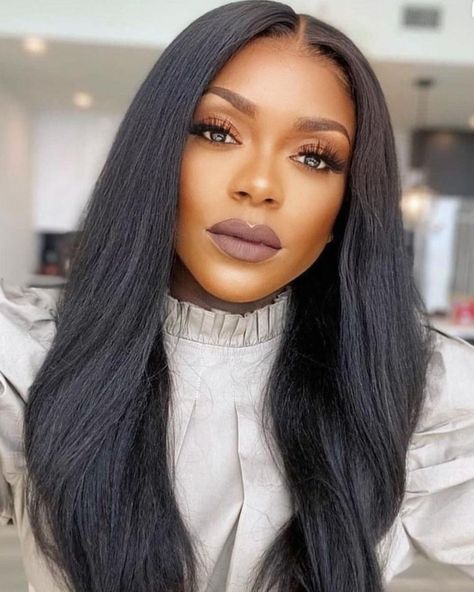 32 Inches Straight Long Blk Human Hair, Wigs Hairstyles, Yaki Hair, Baby Hairs, Ethnic Hairstyles, Afro Textured Hair, Happy Hair, Love Your Hair, Penteado Cabelo Curto