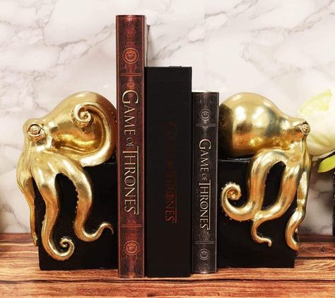 Product Of The Week: Octopus Bookends Octopus Bookends, Octopus Light, Library Study Room, Unique Bookends, Decorative Bookends, Room Library, Rustic Traditional, Book Holders, Unique Book