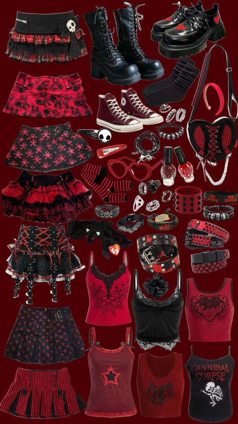 #redandblack #red #redaesthetic #emo #y2k #emoaesthetic #clothes #black Emo Y2k, Scene Outfits, Clothes Black, Scene Fashion, Scene Kids, Clothes And Shoes, Emo Outfits, Alt Fashion, Swaggy Outfits