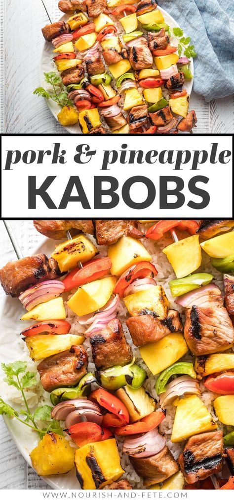 Grilled Pork And Pineapple Recipes, Pork Pineapple Kabobs, Pork And Pineapple Kabobs, Pork Pineapple Recipes, Entertaining Meals, Pork And Pineapple, Grilled Mango, Pork Pineapple, Pork Roasts