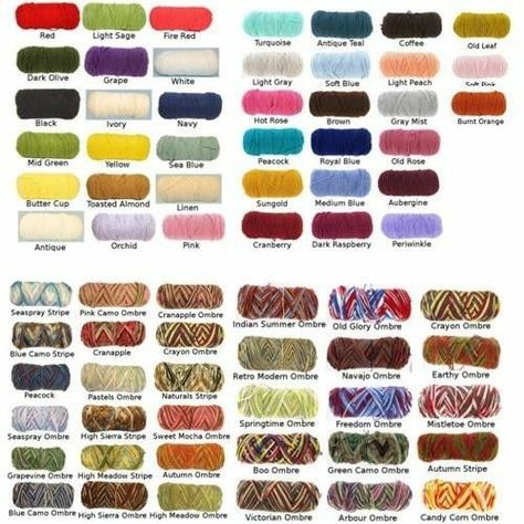 Yarn Palette, Red Heart Yarn Colors, Happy Birthday Flowers Gif, Colors Chart, Knitting Room, Red Heart Super Saver Yarn, Yarn Color Combinations, Caron Yarn, Crochet Bib