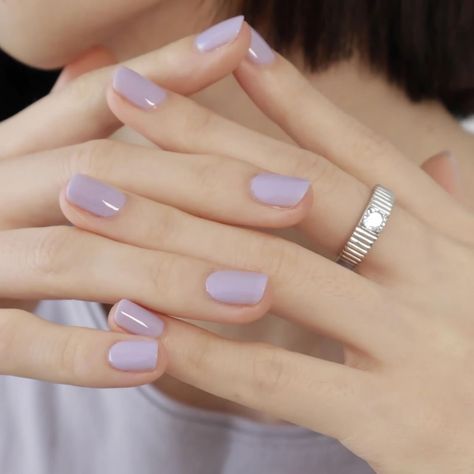 What Are Acrylic Nails, Purple Press On Nails, Purple Solid Color, Cover Nails, Square Press On Nails, Short Fake Nails, Press On Nails Short, Nails Purple, Simple Gel Nails