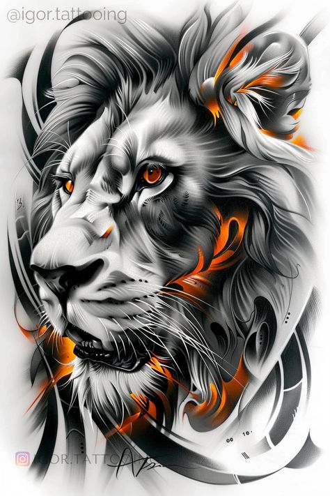 Tattoo sketch of a lion in geometric and realism style. Perfect for forearm, chest, or back tattoos. Save for your next ink session! ✍️ Tattoo Design Geometric, Realism Sketch, Geometric Lion, Lion Tattoo Design, Tattoo Sketch, Lion Tattoo, Back Tattoos, A Lion, Design Geometric