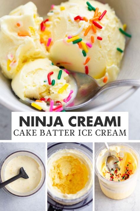 Ninja Creami cake batter ice cream is the perfect treat when you want the delicious flavors of cake batter or birthday cake, but in an ice cream! This recipe only uses 5 ingredients and is easy to make. This is a delicious Creami Birthday Cake ice cream. Cake Batter Ice Cream Ninja Creami, Ninja Creami Vanilla Ice Cream Pudding, Birthday Cake Ninja Creami, Ninja Creami Birthday Cake Ice Cream, Ninja Creami Cheesecake Ice Cream, Ninja Creami Cake Batter Ice Cream, Ninja Creami Ice Cream Recipes Without Cream Cheese, Cake Batter Ninja Creami, Ninja Ice Cream Recipes