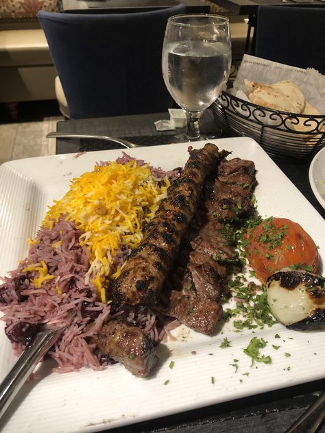 [I ate] Barg and Koobideh Kebab with Cherry Rice #food #foods Koobideh Kebab, Cherry Rice, Rice Food, Dessert Pictures, Dinner Wedding, Gluten Free Cooking, Kitchen Inspo, Beautiful Dishes, Cooking Ideas