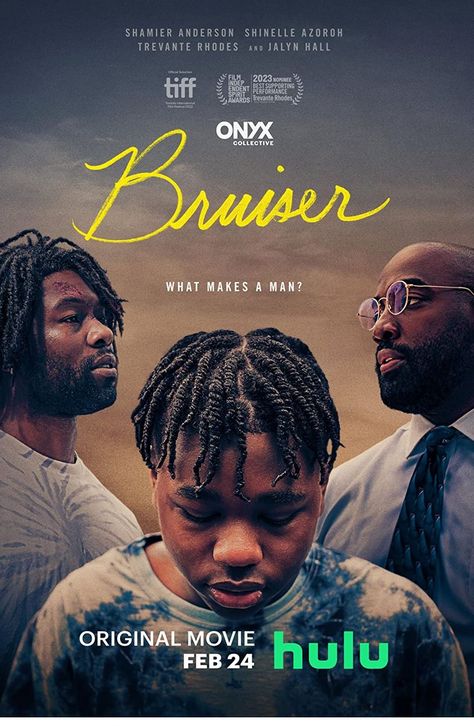 Tonight's Film: #Bruiser After being beaten up by a bully,a young boy approaches a homeless man living in a boat-soon,he discovers the man is his biological father,and he asks him to teach him to fight;however, the man who raised him has great problems in turning over his son. C+ Couples Movie Night, Trevante Rhodes, Top 10 Films, Movie Date Outfits, What Makes A Man, Movie To Watch List, Movies Box, Hollywood Movie, Movie Couples